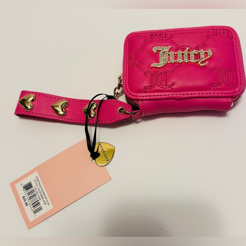 Juicy Couture Pink Key Card Holder with Metallic Accents